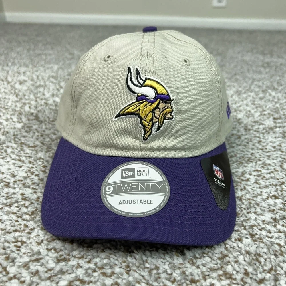 Minnesota Vikings Mens Hat Strap Back Beige Purple Cap Football New Era NFL Logo